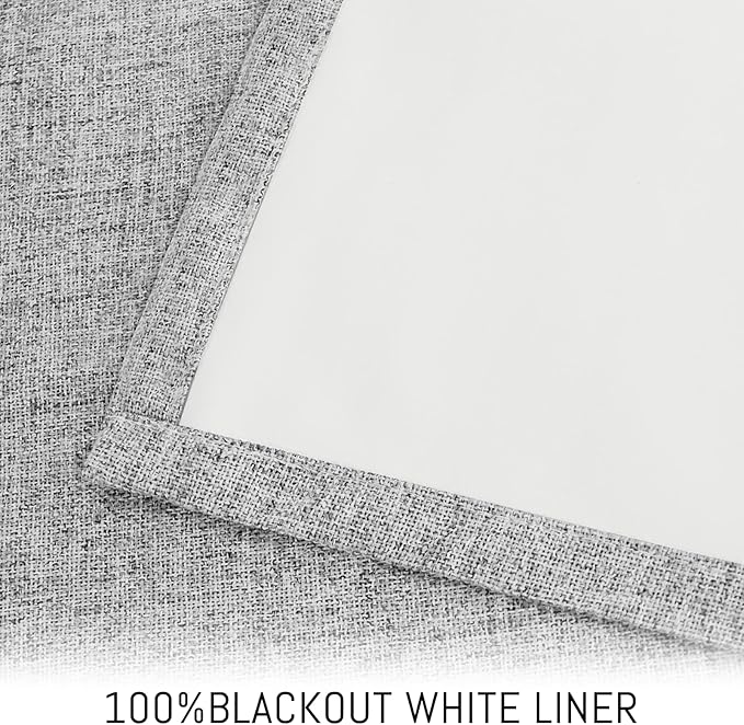 Yakamok Linen Dove Gray Curtains 100% Blackout 84 Inches Long, Room Darkening - Image 3