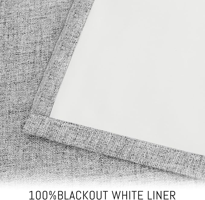 Yakamok Dove Grey Linen Curtains 100% Blackout 72 Inches Long, Room Darkening - Image 3