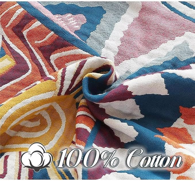 MSGKV Boho Throw Blanket for Bed Couch, 100% Cotton Throw Blankets 80''x90'' - Image 4