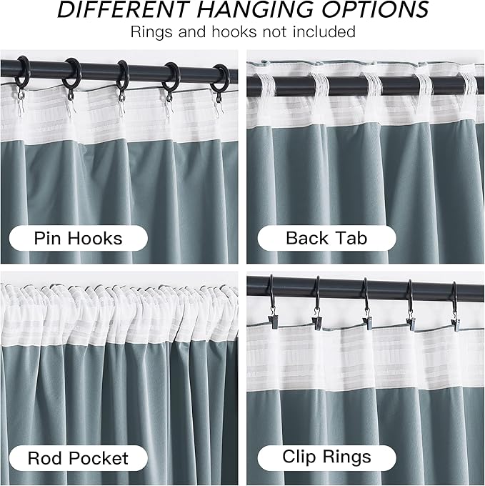 RYB HOME Stone Blue Velvet Curtains 72 inches - Image 4