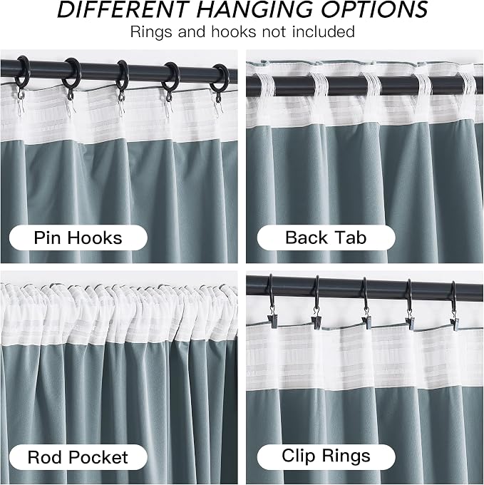 RYB HOME Stone Blue Velvet Curtains 96 inches - Image 4