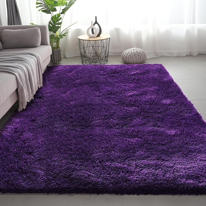 9X12 Large Shag Area Rugs for Living Room Bedroom, Big Soft Purple Fluffy Rug - Image 8