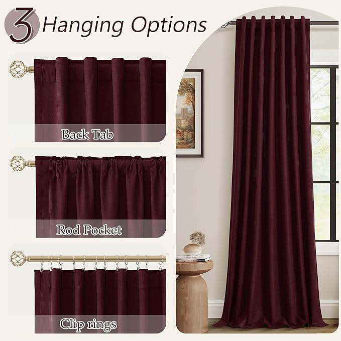 Guken 100% Blackout Curtains 90 Inch Length 2 Panels Set - Image 6