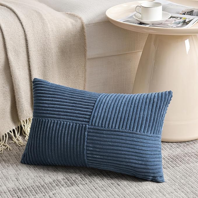 Fancy Homi 2 Packs Dusty Blue Long Lumbar Decorative Throw Pillow Covers 16x24 - Image 2