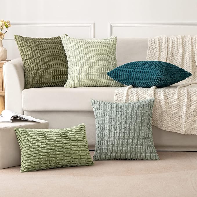 MIULEE Pack of 2 Spring Corduroy Decorative Throw Pillow Covers 16x16 Inch Soft - Image 4