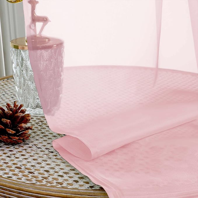 OVZME Blush Pink Sheer Curtains 84 Inches Long 2 Panels Set, Light Filtering - Image 4