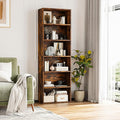 6-Tier Book Shelf, Floor Standing Open Bookcase, Wooden Display Storage Shelves with Anti-Tipping Device, 71" Tall Bookshelf for Bedroom, Living Room and Office, Brown