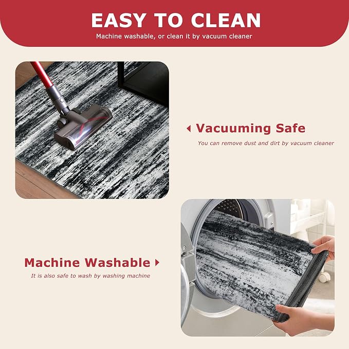 KOZYFLY Modern Abstract Small Area Rugs, 2x3 Washable Kitchen Rug Non-Slip Soft - Image 5
