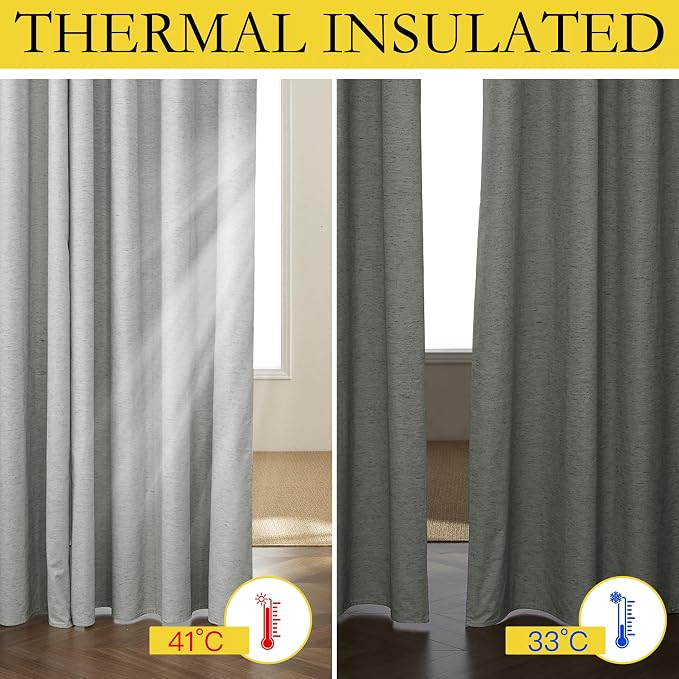 NICETOWN Grey Complete 100% Blackout Curtain Set - Image 4