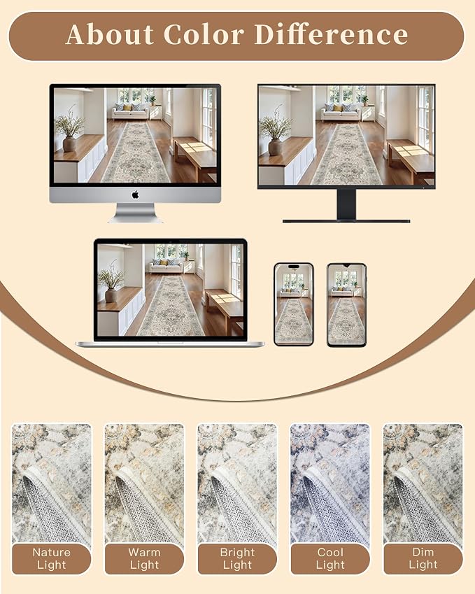 Madane Washable Area Rug 2x3, Small Entryway Rug Non-Slip Vintage Door Mat - Image 9