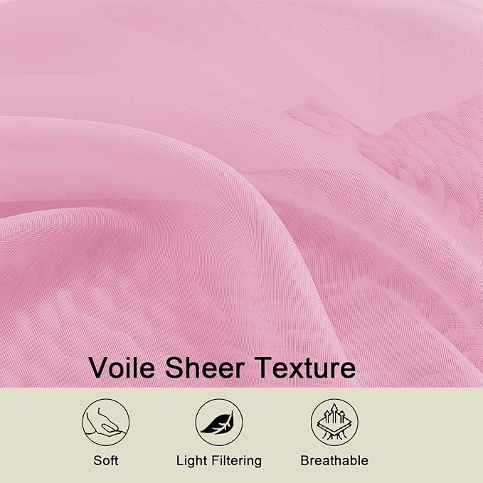 Pink Valances for Windows, Modern Solid Mini Small Window Curtains for Cafe - Image 3