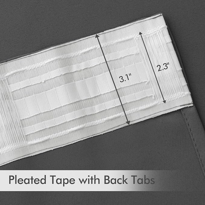 MIULEE Back Tab Grey Blackout Curtains 108 Inch Long 2 Panels Set - Image 4