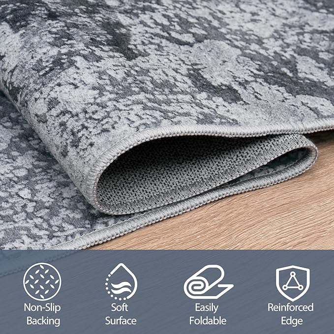 4x6 Area Rugs for Living Room Rug Washable: Abstract Rug for Dining Room - Image 4
