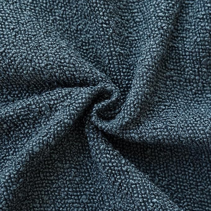 Foindtower Set of 2, Decorative Textured Boucle Throw Pillow Covers Accent Solid Pillow Cases Neutral Couch Cushion Case for Chair Sofa Bedroom Living Room Home Decor 24x24 Inch Dark Blue