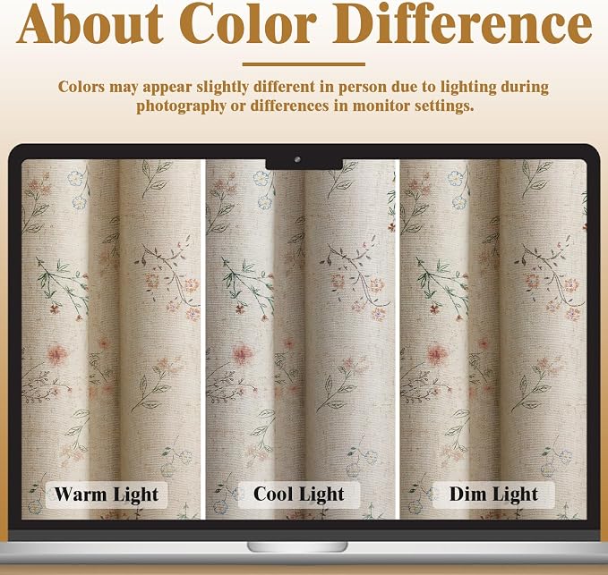 Farmhouse Floral Curtains 96 Inches Long 100% Blackout Living Room Drapes - Image 5