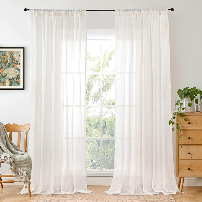 BGment 96 Inches Long Linen Curtains by BGment