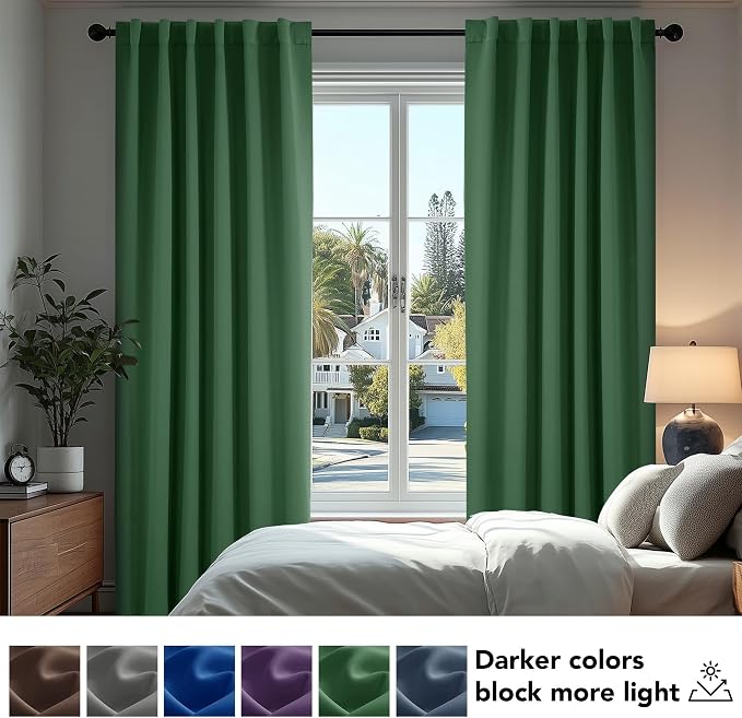 Deconovo Blackout Curtains, Thermal Insulated, W52 x L95 2 Panels, Back Tab - Image 4