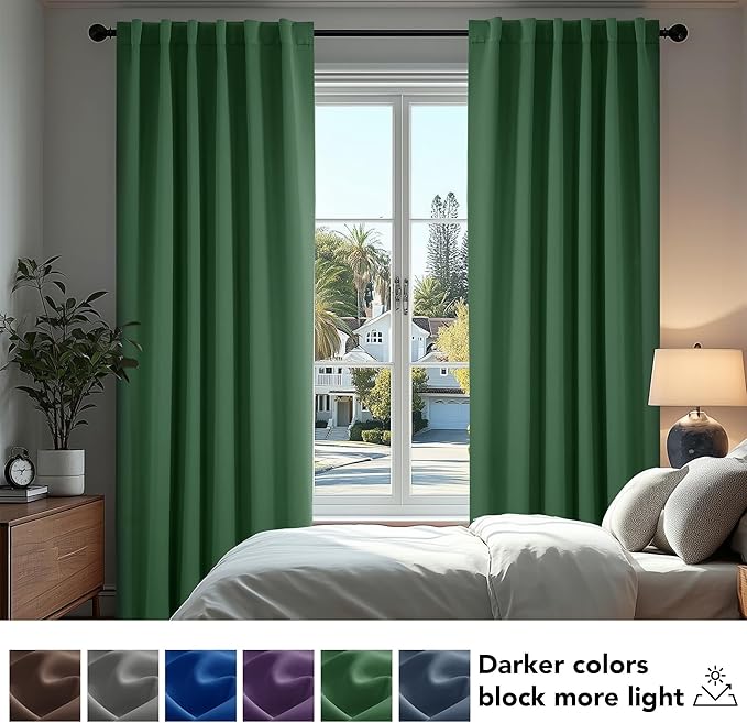Deconovo Blackout Curtains, Thermal Insulated, W52 x L72 2 Panels, Back Tab - Image 4