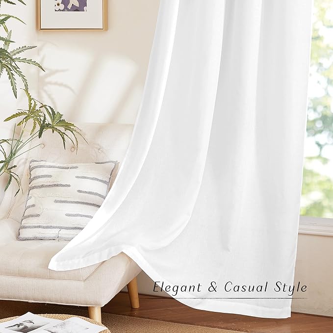 NICETOWN White Linen Doorway Curtains 80 inches Long, Grommet Thick Linen Weave - Image 6