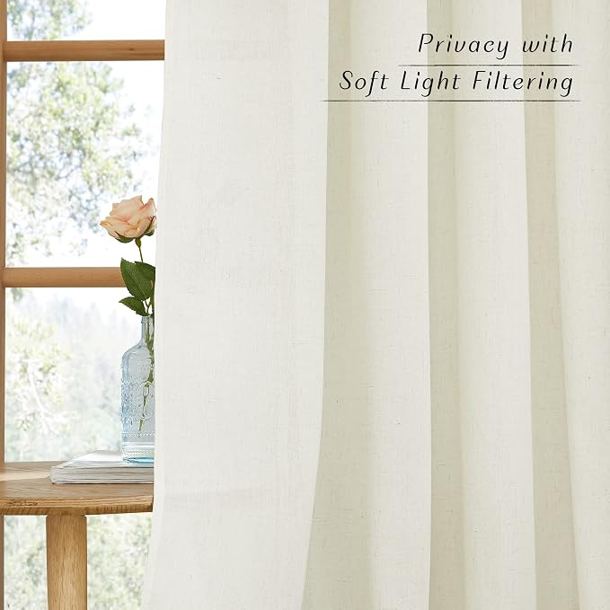 NICETOWN Thick Linen Bedroom Curtains 90 inches Long, Grommet Privacy Assured - Image 5