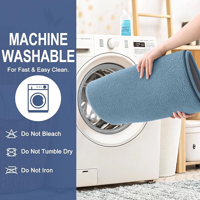 OLANLY Thick Memory Foam Bath Mat Rug 44x24, Extra Soft Absorbent Bathroom Rug, Quick Dry Bath Mats, Non-Slip, Machine Washable Carpet for Bathroom, Tub and Shower, Home Decor Accessories, Airy Blue