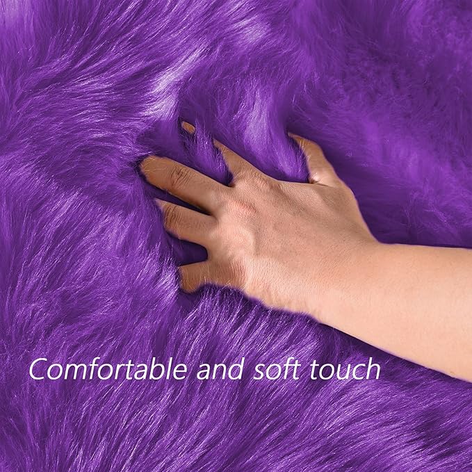 Latepis Bedroom Shag 4x6 Rug Purple Shaggy Fluffy Faux Fur Rug Machine Washable - Image 4