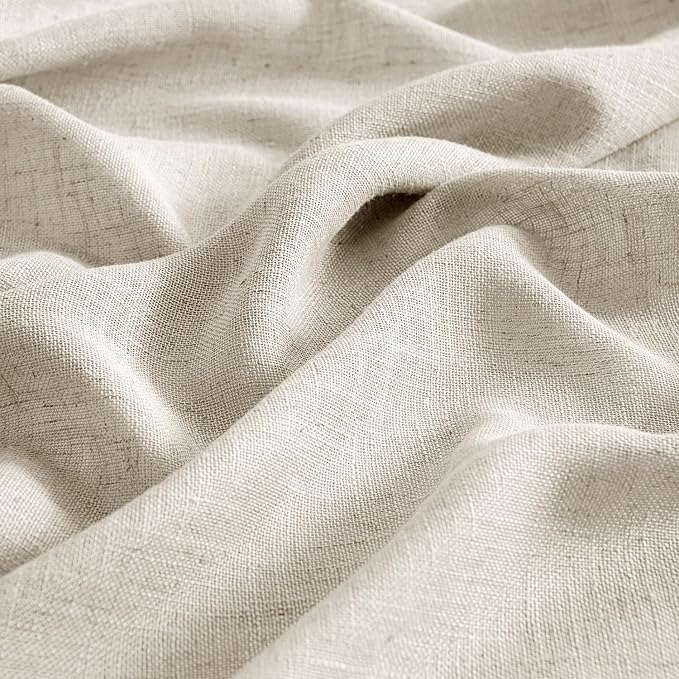 MIULEE Cream Linen Curtains 54 Inch Length 2 Panels - Image 4