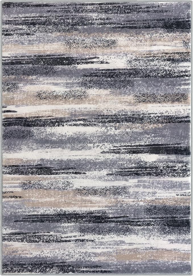 Lansny Modern Abstract 8x10 Large Machine Washable Living Room Rug Non-Slip - Image 9