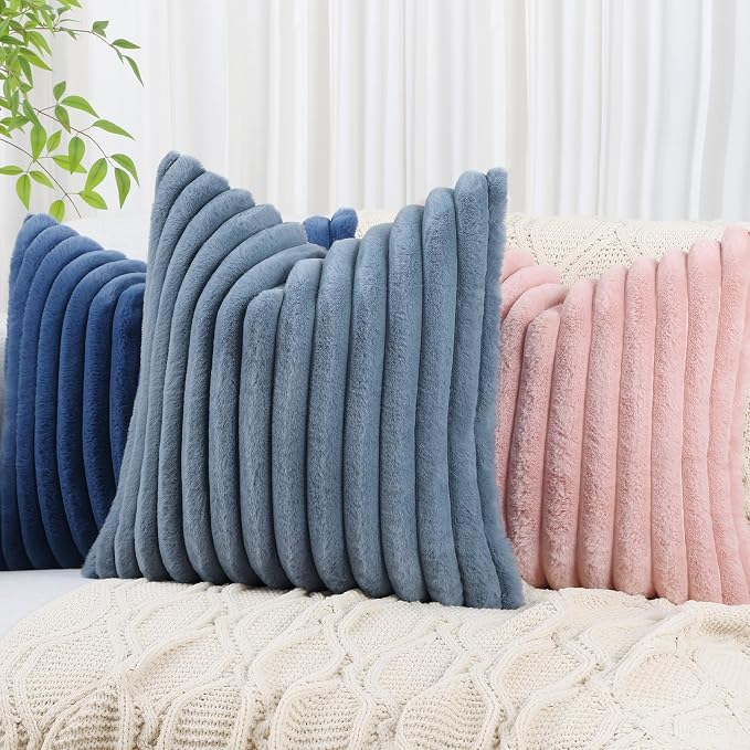 decorUhome Cozy Faux Fur Throw Pillow Covers 16x16 Set of 2 Decorative Soft - Image 9