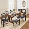 COLAMY Folding Dining Chairs Set of 6 – Dark Brown Wooden Dining Room Chairs, Pre-Assembled, Space Saving Kitchen & Dining Room Furniture, Mid Century Rustic Style, Indoor Outdoor Use
