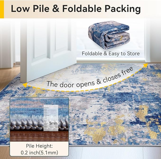 Washable Area Rugs 2'x8' Non-Slip Modern Abstract Soft - Image 9