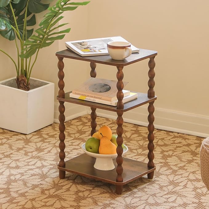 Side Table, Small End Table with Storage Shelf, Modern Bedside Table Night Stand for Living Room, Bedroom, Office and Small Spaces (Rustic Brown)