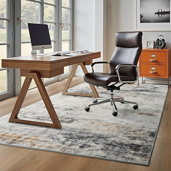 Toneed Abstract Area Rug 6x9 Modern Washable Rug Soft Non Slip Rug Low Pile - Image 5