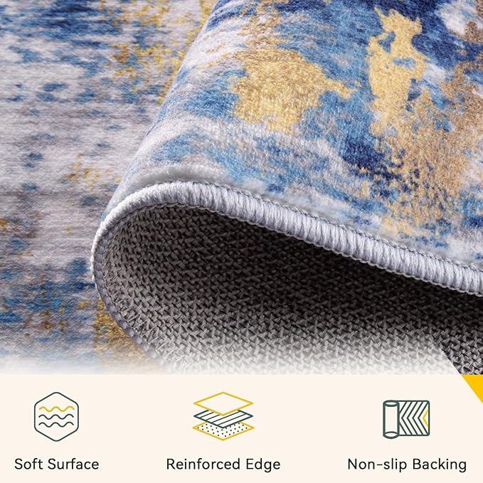 Washable Area Rugs 2'x3' Non-Slip Modern Abstract Soft - Image 3
