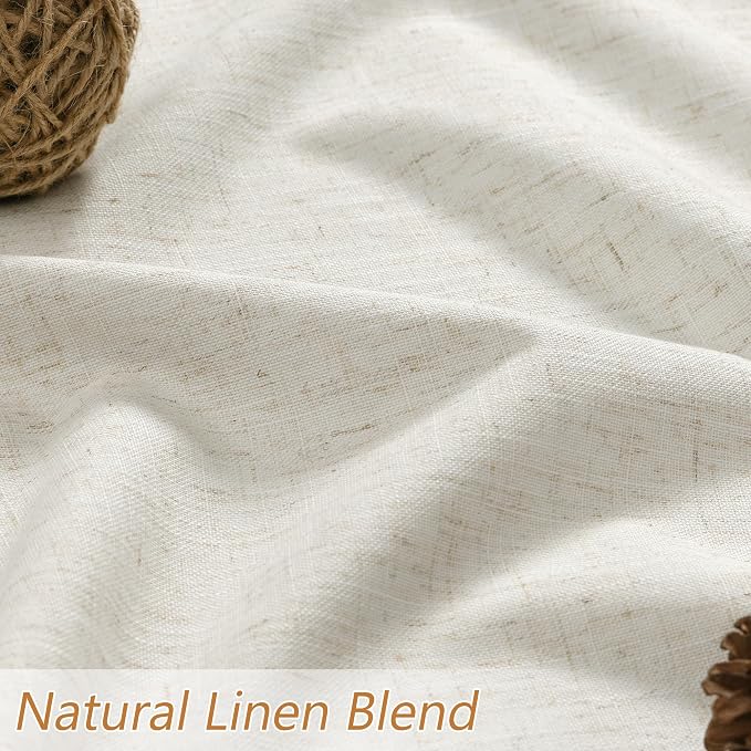 Guken Cream 100% Blackout Linen Curtains 94 Inch Length 2 Panels Set - Image 6