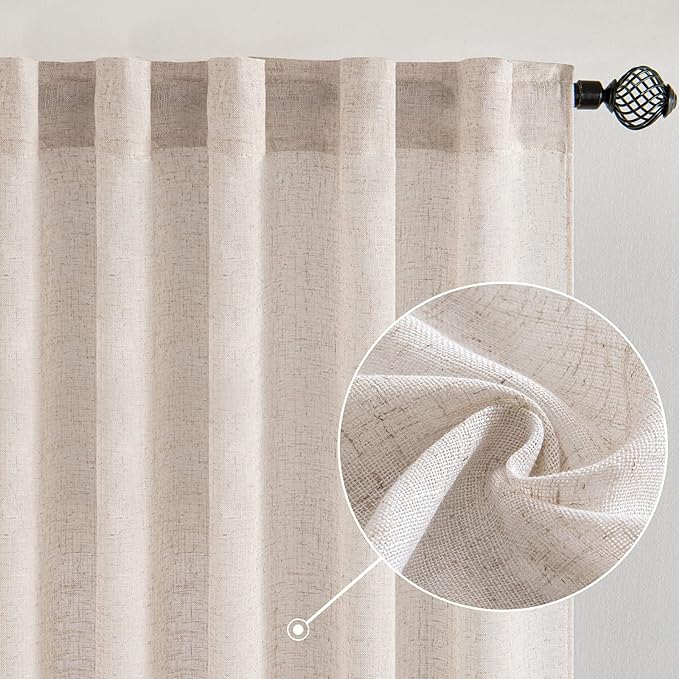 MIULEE Natural White Linen Curtains 78 Inch Length 2 Panels by MIULEE