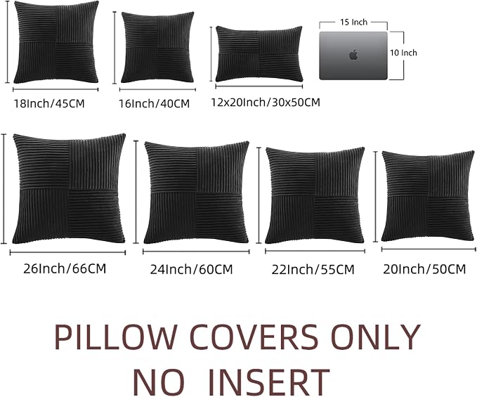 Fancy Homi 2 Packs Black Decorative Throw Pillow Covers 18x18 Inch - Image 7