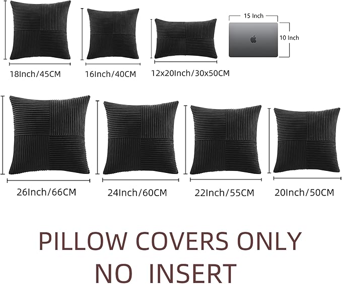 Fancy Homi 2 Packs Black Big Decorative Throw Pillow Covers 24x24 Inch - Image 6