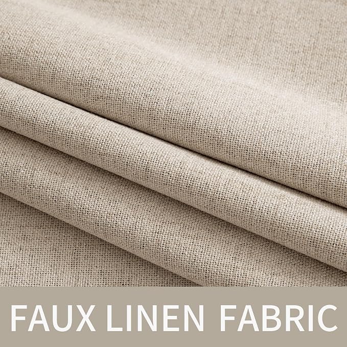 MIULEE Linen Textured Curtains for Bedroom Solid 100% Blackout Thermal - Image 5