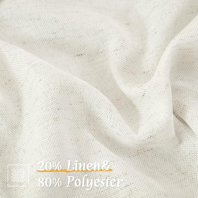LAMIT Linen Semi Sheer Curtains 84 inch Long 2 Panels, Natural Ivory Soft Light - Image 2