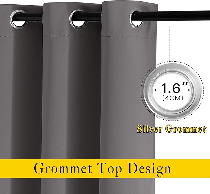 NICETOWN Grey Room Darkening Curtains Blackout 40 inch Curtains - Image 2
