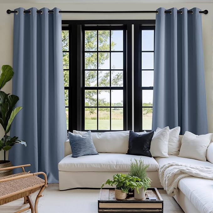 NICETOWN Blackout Curtains Grommet 2 Panels 72 Inches Long, Stone Blue - Image 3