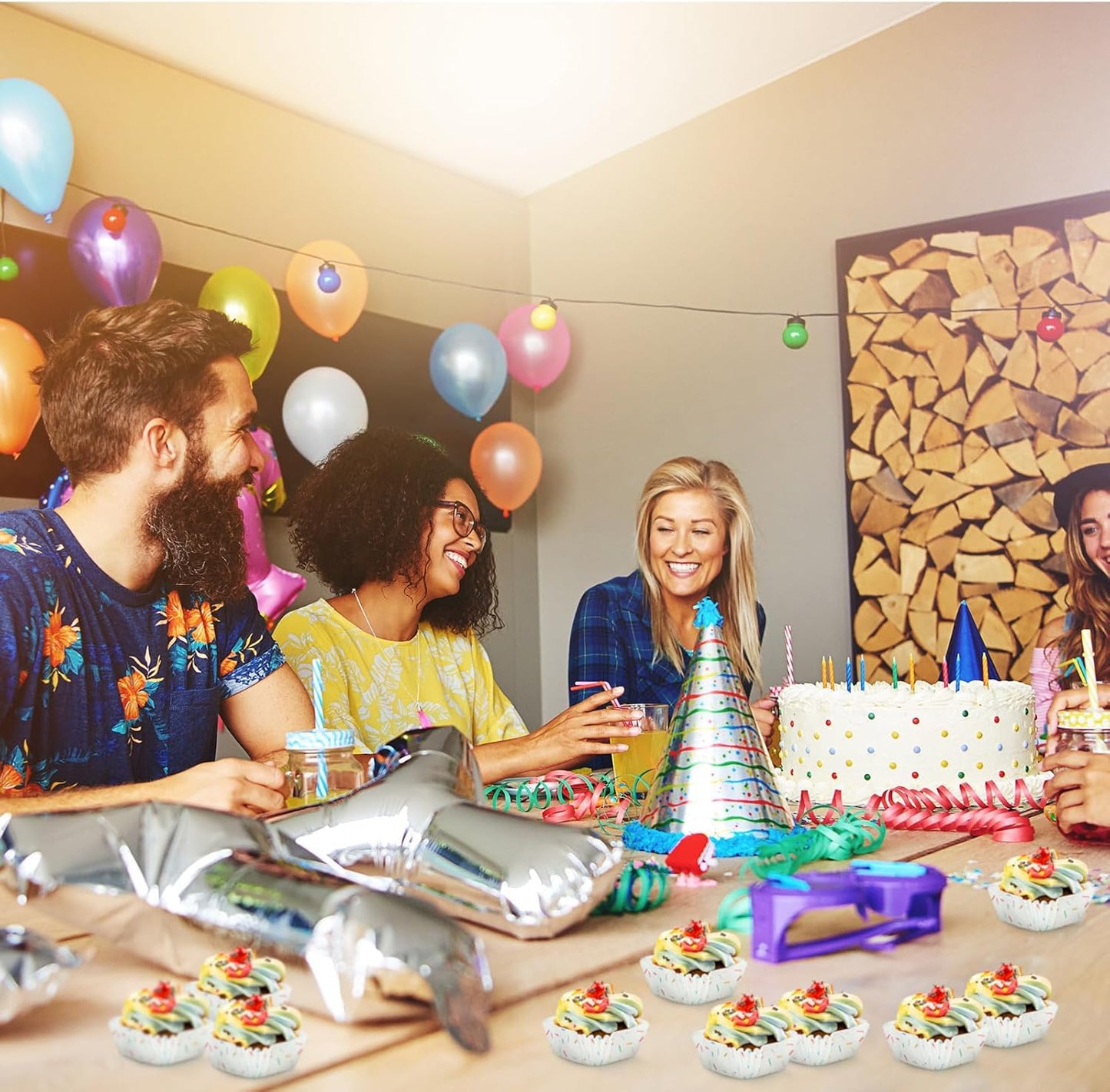 Tanlade 350 Pcs Square Mini Cupcake Liners Disposable Brownie Baking Pan Liners 1.77 Inch Paper Baking Cup for Cup and Cupcakes Party Supplies for Weddings Birthdays Bridal Showers(Confetti)