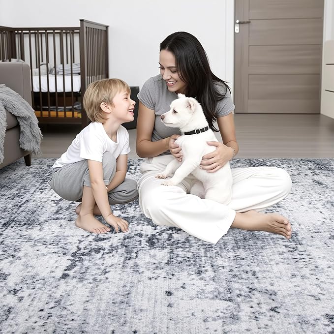 10x14 Area Rug Living Room Rug: Washable Modern Abstract Soft Thin Rug Indoor - Image 7