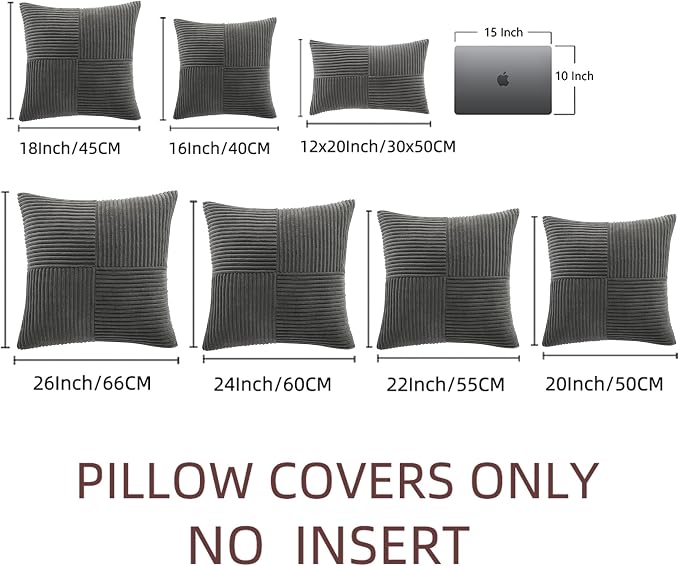 Fancy Homi 2 Packs Dark Gray Euro Decorative Throw Pillow Covers 26x26 Inch - Image 6