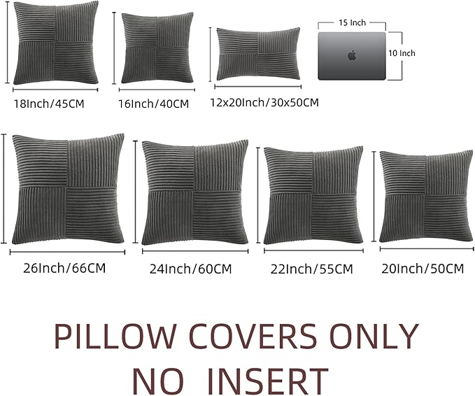 Fancy Homi 2 Packs Dark Gray Big Decorative Throw Pillow Covers 24x24 Inch - Image 7