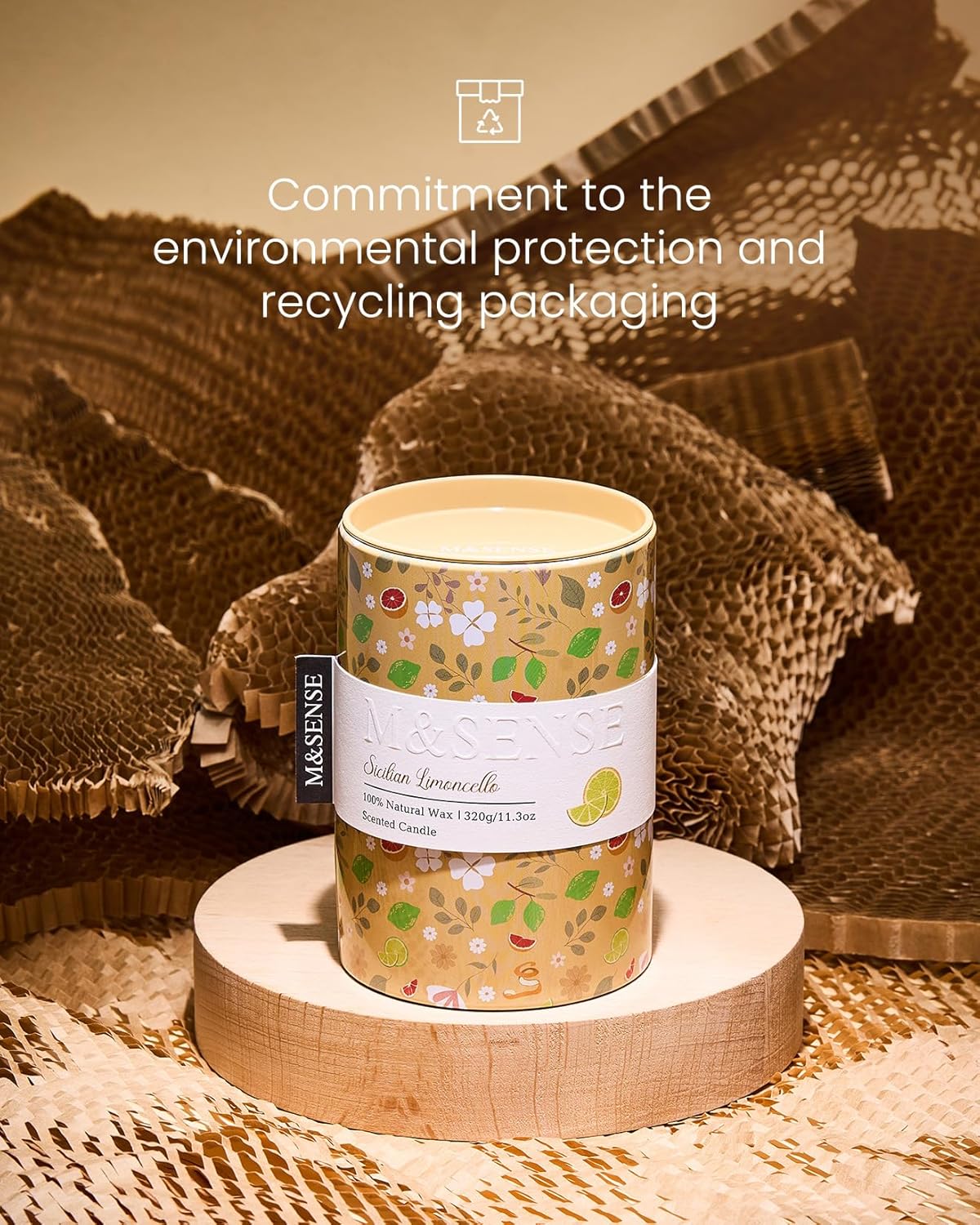 M&SENSE Sicilian Limoncello Scented Candle, Lemon Candle 11.3oz,Summer Soy Wax for Home Scented, Floral Candles Gift for Spring Holiday, Up to 70 Hours Burning Long-Lasting Fragrance