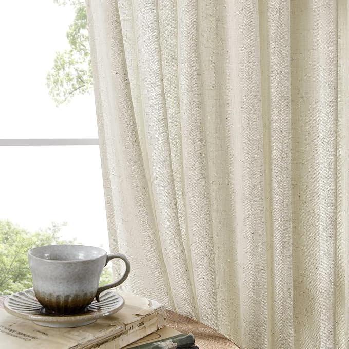 Joydeco Linen Curtains 108 Inch Length 2 Panel Sets, Light Filtering Curtains - Image 4