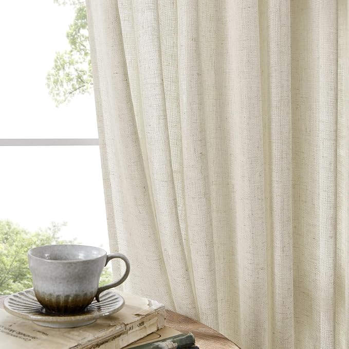 Joydeco Linen Curtains 72 Inch Length 2 Panel Sets, Light Filtering Curtains - Image 4