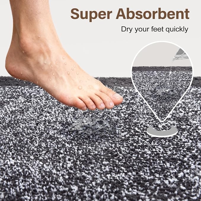 48x32 Large Bathroom Rugs Washable Non Slip, Dark Grey Bath Mat - Image 7